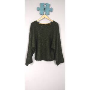 Y2K Vintage Fuzzy Green Sweater Oui Moments Wool Mohair Pullover Shaggy